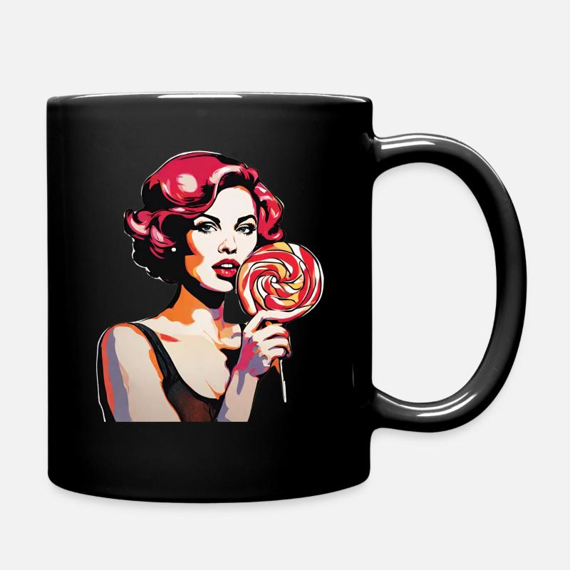 Pop Art Stil Women and Lolli - Tasse einfarbig - Schwarz
