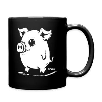 Cute Cartoon Pig - Full Colour Mug - black - Right