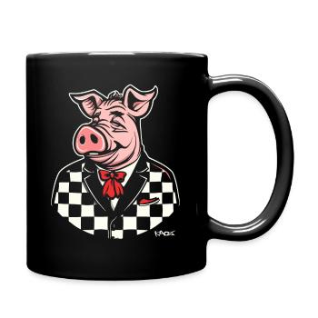 Checker, un cochon potelé dans le style des années 50 - Mug uni - noir - Droite