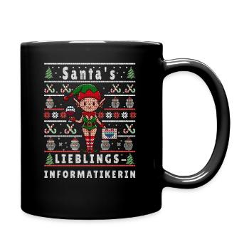 Ugly Weihnachten SANTAS LIEBLINGS Informatikerin - Tasse einfarbig - Schwarz - Rechts
