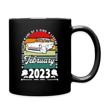 Birthday February 2023, Vintage February 2023. - Full Colour Mug - black - Right