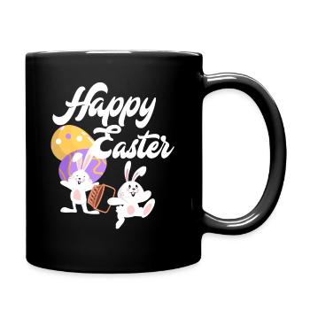Frohe Ostern Hasen Ostern Kind Mädchen - Tasse einfarbig - Schwarz - Rechts