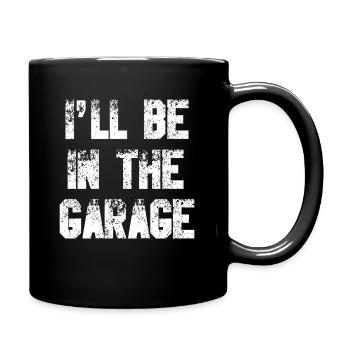 Je serai dans le garage Papa mécanicien de voiture drôle - Mug uni - noir - Droite