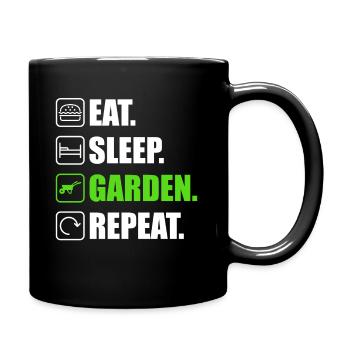 Essen Schlafen Garten - Tasse einfarbig - Schwarz - Rechts