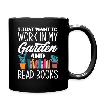 Garten Bücher - Tasse einfarbig - Schwarz - Rechts