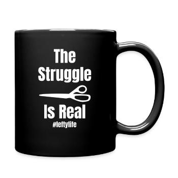 The fight is real #leftylife humor ambidextrous - Full Colour Mug - black - Right
