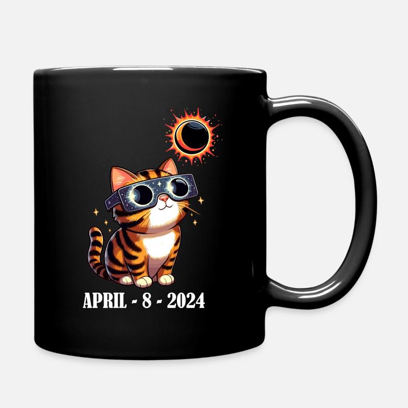 Eclipse Solaire Chat Avril Amérique Lune Drôle - Mug uni - noir