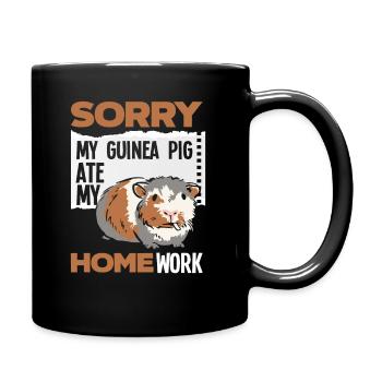 Meerschweinchen Spruch Hausaufgaben - Tasse einfarbig - Schwarz - Rechts