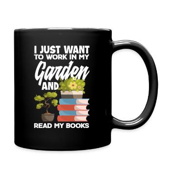 Garten Bücherwurm Bücher Lesen - Tasse einfarbig - Schwarz - Rechts