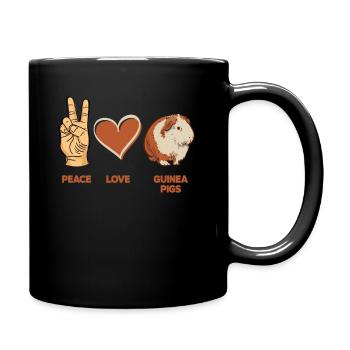 Friede Liebe Meerschweinchen - Tasse einfarbig - Schwarz - Rechts
