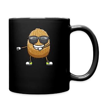 Dancing Kiwi with sunglasses - Full Colour Mug - black - Right