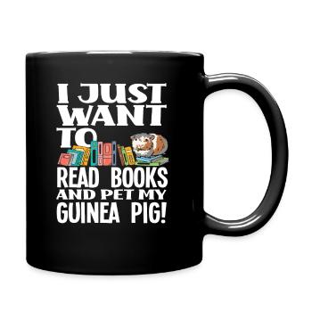 Meerschweinchen Bücher Lesen Bücherwurm - Tasse einfarbig - Schwarz - Rechts