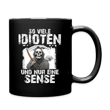 Grim Reaper - So many idiots and only one scythe - Full Colour Mug - black - Right