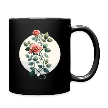 Rose Vine Drawn - Full Colour Mug - black - Right