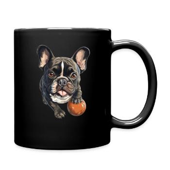 Cute French Bulldog dog holder T for Frenchie fans - Full Colour Mug - black - Right