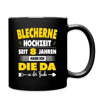 8 Hochzeitstag 8 Jahre Ehe Blecherne Hochzeit - Tasse einfarbig - Schwarz - Rechts