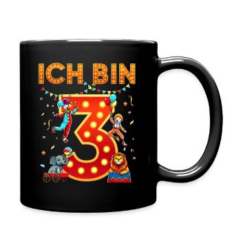I'm 3 Third Circus Birthday Three Years Old - Full Colour Mug - black - Right