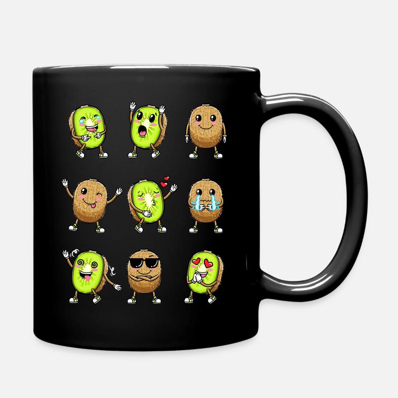 Kiwi Fruit Kawaii Emoticon - Tasse einfarbig - Schwarz