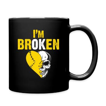 I am BrOKen Skull Heart Quad Biker - Full Colour Mug - black - Right