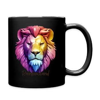 Löwe im Rainbowland - Tasse einfarbig - Schwarz - Rechts
