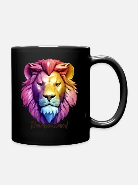 Löwe im Rainbowland - Tasse einfarbig - Schwarz