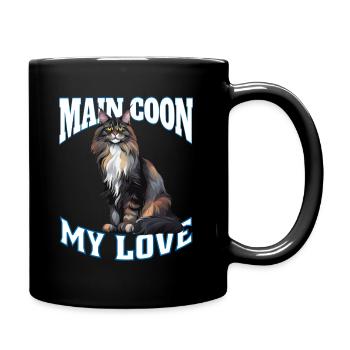 Maine Coon Elegance ; Exclusive Cat Design - Full Colour Mug - black - Right