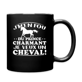 Ich kümmere mich nicht um den Märchenprinzen, ich will ein Pferd - Tasse einfarbig - Schwarz - Rechts