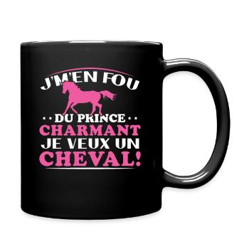 Ich kümmere mich nicht um den Märchenprinzen, ich will ein Pferd - Tasse einfarbig - Schwarz - Rechts