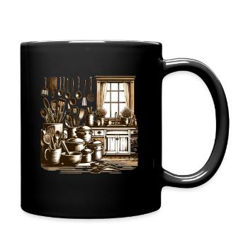 Ländliche Bauernküche mit Vintage-Utensilien - Tasse einfarbig - Schwarz - Rechts