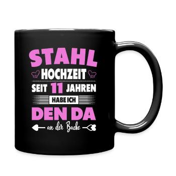 11 Hochzeitstag Paare 11 Jahre Ehe Stahlhochzeit - Tasse einfarbig - Schwarz - Rechts