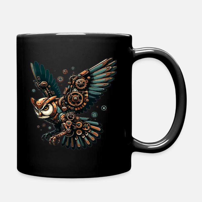 Steampunk Owl : Vol mécanique - Mug uni - noir