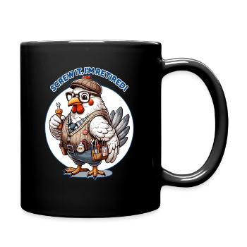 Retired Chicken Handyman, Fun Retirement - Full Colour Mug - black - Right