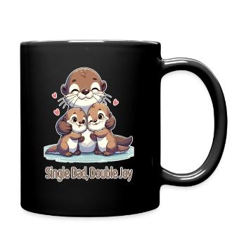 Otter Family, Single Dad Double Joy - Full Colour Mug - black - Right