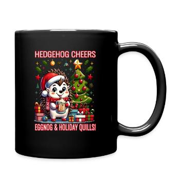Hedgehog Cheers, Eggnog and Holiday Quills - Full Colour Mug - black - Right