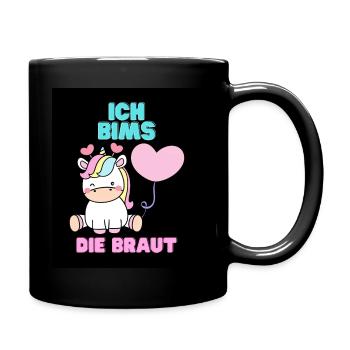 Die Braut – Poltern, Brautparty Var.1 - Tasse einfarbig - Schwarz - Rechts