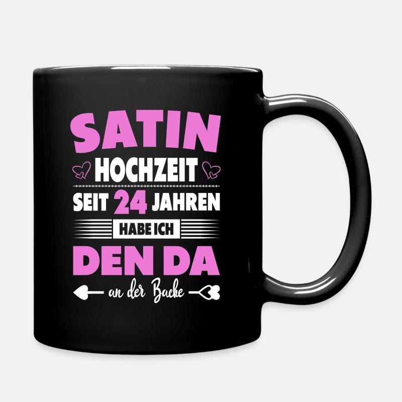 24 Hochzeitstag Paare 24 Jahre Ehe Satinhochzeit - Tasse einfarbig - Schwarz