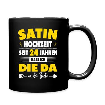 24 Hochzeitstag Paare 24 Jahre Ehe Satinhochzeit - Tasse einfarbig - Schwarz - Rechts