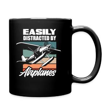 Pilot Flugzeug Retro Flugsport - Tasse einfarbig - Schwarz - Rechts