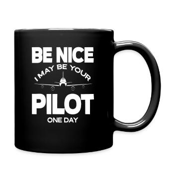 Pilot Piloten Spruch Geschenk - Tasse einfarbig - Schwarz - Rechts