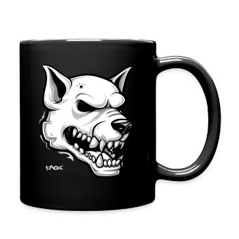 Weißer Hunde Schädel Totenkopf - Tasse einfarbig - Schwarz - Rechts