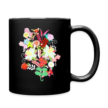 hungarian flowers ,pink,vine,flower,bouquet - Full Colour Mug - black - Right