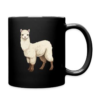 Alpaka Grafik - Tasse einfarbig - Schwarz - Rechts