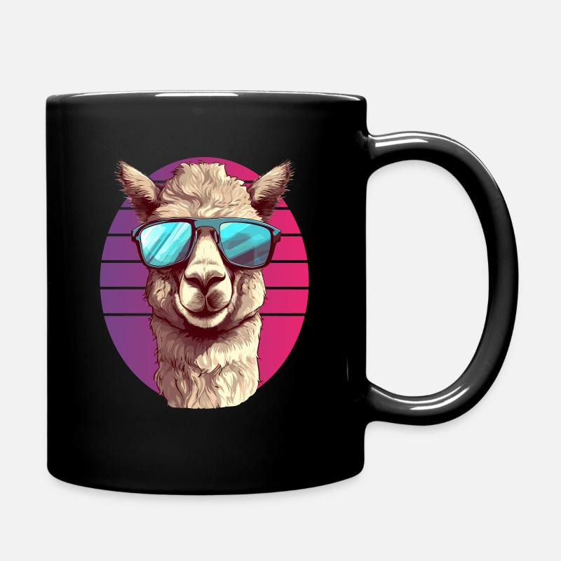 Alpaca con occhiali da sole - Tazza monocolore - nero