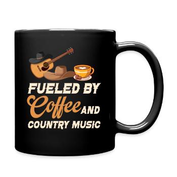 Powered by coffee and country music - Full Colour Mug - black - Right