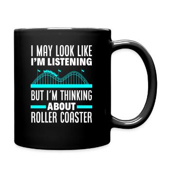 Roller Coaster Parc d’attractions de montagnes russes en bois - Mug uni - noir - Droite