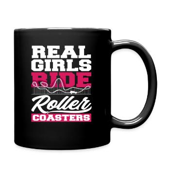 Achterbahn Echte Mädchen Fahren Achterbahn - Tasse einfarbig - Schwarz - Rechts