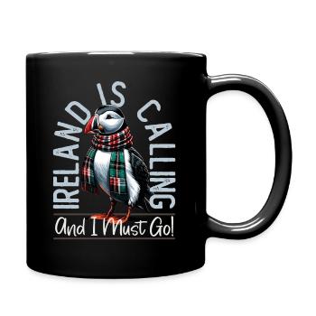 Ireland, Puffin, Ireland Is Calling - Full Colour Mug - black - Right