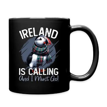 Ireland, Puffin, Ireland Is Calling - Full Colour Mug - black - Right