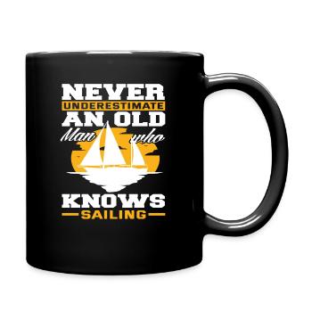 Old Man Sailor Sailing - Full Colour Mug - black - Right