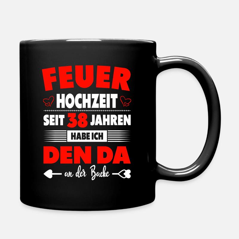 38 Hochzeitstag Paare 38 Jahre Ehe Feuerhochzeit - Tasse einfarbig - Schwarz